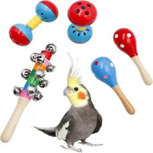 진쿠즈 컬러풀 새 종 장난감 재미있는 5팩 새장 액세서리 닭 앵무새 앵무새는 새를 좋아합니다