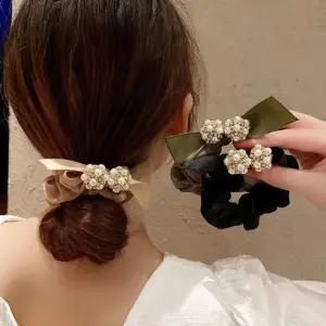 [신상오픈런]진주머리끈 리본 미니 양갈래 펄슈슈 시스루 (30488806)