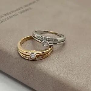 애끼링 커플링 두줄 큐빅 레이어드 패션 은 반지/커플템