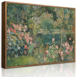 QWETTY666 액자 세이지 그린 플라워 월 아트 컬러풀 식물 벽 장식 빈티지 야생화 그림 인쇄 자연 풍경 캔버스 추상화 방 아트워크 12x16인치 사용 준비 완료