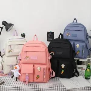 여학생 책가방 중학생 캔버스 백팩 필통 에코백 크로스백 4종 세트