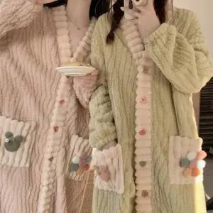 여성 겨울 파자마 수면 긴팔 극세사 원피스 잠옷 모음