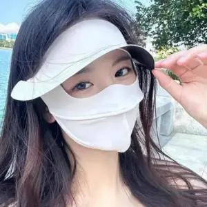 [패션] 썬캡 자외선 차단 햇빛 모자 일체형 마스크형 챙 넓은 풀커버