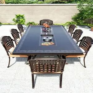 주물테이블세트 야외 알루미늄 8인용 테이블 바베큐 의자 그릴