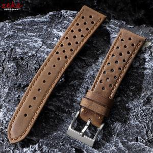 통기성 소 가죽 시계 스트랩 18mm 20mm 오일/매트 손목 밴드 태그 호이어 세이코 남성 여성 팔찌