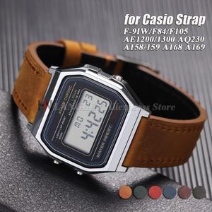 카시오용  소가죽 시계줄 18mm F91W W-800H SGW400 F84 F105/108 A158/168 AE1200/1300 남성용 스포츠 손목