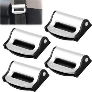 EBQOSK 4 - 팩 안전벨트 조절 클립 가능한 미끄럼 방지 자동차 안전 포지셔너 차량 안전벨트용 유니버설 핏