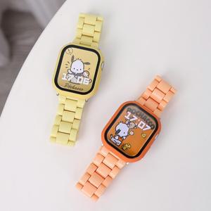 시계 스트랩 + 케이스 유리 apple 밴드 44mm 46/42mm 캔디 팔찌 iwatch ultra2 시리즈 9 8 7 6 5 4 10 41mm