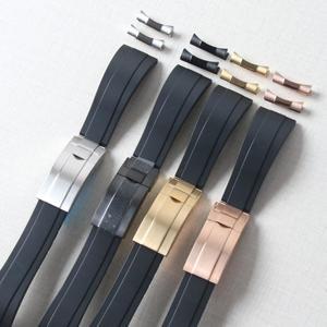 요트-마스터 세이코 데이토나 서브마리너 곡선 엔드 스트랩(엔드링크 버클 포함)용 20mm 고무 시계 밴드 블