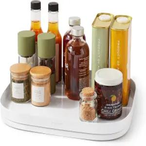 YouCopia 매직트랙 직사각형 게으른 수잔 턴테이블 360° 회전 미끄럼 방지 흰색 얼룩이 없는 주방 및 욕실