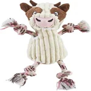 아웃사이드 하운드 랜치 로퍼즈 카우 플러시 삐걱거리는 개 장난감