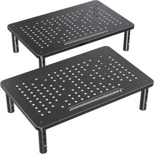 ELIVEED 2팩 모니터 스탠드 라이저 - 노트북 컴퓨터 PC 프린터 데스크톱 정리함을 위한 높이 조절 가능한