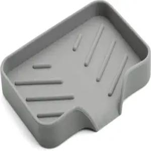 배수구가 있는 메토펫 스펀지 홀더 주방 싱크대용 실리콘 트레이 샤워 욕실용 고무 비누 접시(회색 4.7인치
