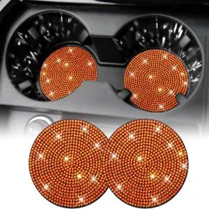 자동차용 싱가로 블링 컵 홀더 코스터 2PCS 유니버설 논슬립 내장 장식 반짝이는 크리스탈 자동차 인테리어