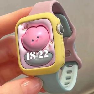 Apple Watch 시리즈 9 8 7 41mm 밴드 correa 캔디 실리콘 케이스 + 6 5 4 SE 3 2 1 38mm 용 스트랩