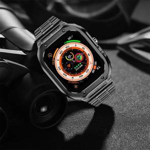 애플워치 밴드 45mm 44mm용 스테인리스 스틸 스트랩+케이스, iWatch 시리즈 4 5 SE 6 7 8 9용 접이식 안전