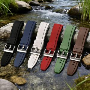 남녀공용 퀵 릴리즈 방수 플루오로러버 시계줄 18-19-20-21-22-23-24mm 세이코 시티즌용 소프트 FKM 러버