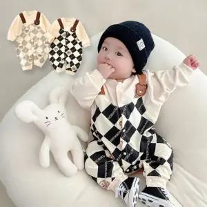 남아 멜빵 체커보드 우주복 외출우주복 아동 애기옷 아가우주복