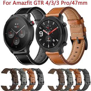 Xiaomi Amazfit GTR 4/3/GTR4/GTR3 Pro/2/2e Smartwatch Watchband Correa 용 47mm 손목 스트랩 22mm 가죽