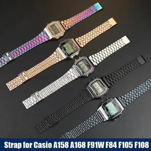 CASIO 시계 밴드 스테인레스 스틸 스트랩, 금속  F91W F84 F105 A158 AE1200/1300 B650 AQ230Men, 18mm