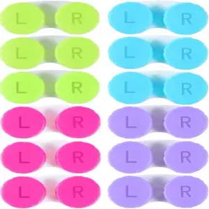 KISEER 12팩 컬러풀 콘택트렌즈 케이스 박스 홀더 용기 침지 보관 키트