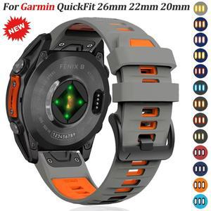 QuickFit 26mm Garmin Fenix 7X 7 Pro 6X 5X 5 Plus 팔찌 8 51 47 43mm 밴드 용 2 톤 실리콘 스트랩