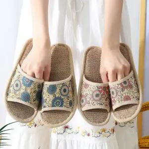 홈 손님 왕골 플라워 실내 슬리 거실화 신상 집 실내화 층간소음 무소음 거실화 방지 슬리퍼 메리 린넨 트