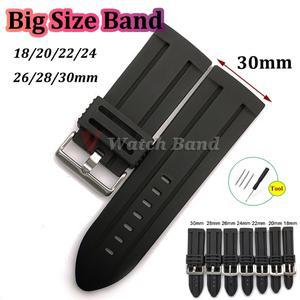 30mm 28mm 고무 시계 스트랩 남성용 스포츠 밴드 소프트 다이빙 방수 실리콘 손목 벨트 팔찌