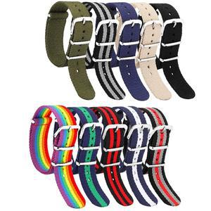 시계 밴드 스트라이프 교체 남성용 여성용 나일론 (실버 핀 버클 포함) 16MM 20MM 팔찌