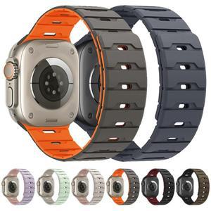 애플워치 울트라 2 49mm 40mm용 마그네틱 스트랩 실리콘 밴드 iWatch 시리즈 10 8 7 6 5 9 SE 호환