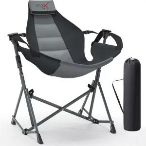 릴렉스 필드 해먹 캠핑 의자 등받이 조절 가능한 3가지 높이 스윙 헤드 베개 컵 홀더가 있는 접이식 흔들