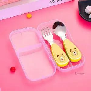 휴대용수저 아동 숟가락 스푼 어린이 유아 케이스세트 큐티베어 포크 신생아 베이비 아기 키즈ssu351