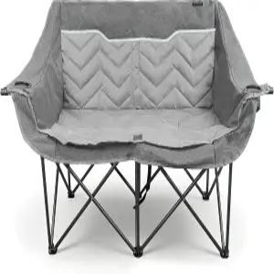 더블 캠핑 의자 소파 2인용 성인 접이식 패딩 러브시트 잔디 모닥불용 야외 캠프 시트 거실용 휴대용 실라