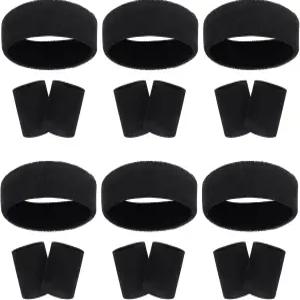 18개 스웨트밴드 헤드밴드 손목밴드 세트 컬러풀 스트라이프 테리 천 스포츠 체육관 80년대 스웨트