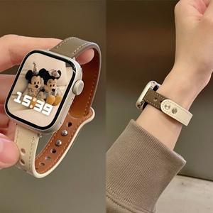 Apple 시계 밴드 용  가죽 스트랩 10 9 8 46mm 38/40mm 여성용 팔찌 벨트 iWatch 7 se 6 5 4