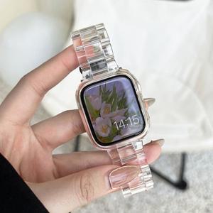 애플워치 밴드 44mm 45 46 49 38 40 41 투명 시계줄, iWatch 시리즈 10 9 8 7 6 5 4 SE용 컬러풀 브레이슬