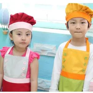 [베스트TOP100] 키즈 가정 유치원 어린이집 쉐프 앞치마 모자 세트