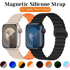 애플워치 실리콘 마그네틱 스트랩 44mm 스포츠 밴드 iWatch 시리즈 울트라 10 9 8 7 6 5 SE 44