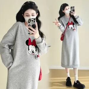 치마 롱 무릎까지 임부 여성패션 맨투맨기모 빅사이즈 도톰하게 임산부 말기 캐릭터 DL4