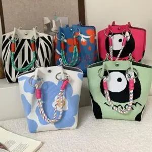 멋스러운 스타일 노트 핸드백 니트원단 가방 여행 올매치 대용량 핸드백 3