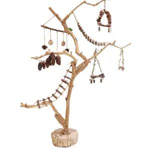 앵무새 놀이터 자바트리 횟대 스탠드 나무횟대 원목 개방형 새집 조류 대형 장난감 새장