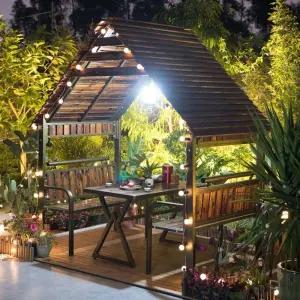 야외 오두막집 목재 파고라 캐노피 포함 설치 바베큐장용