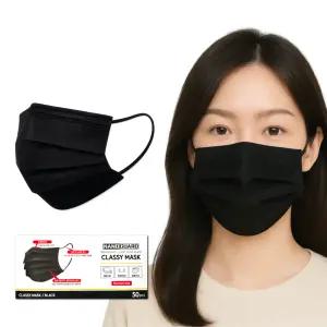 50매 일회용 부직포마스크 블랙 검정 3중필터 위생마스크 대형 성인용 숨쉬기편한