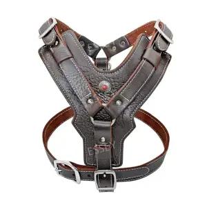 가죽 앞섬방지 하네스 조끼 대형견 가죽끈 몸줄 가슴줄