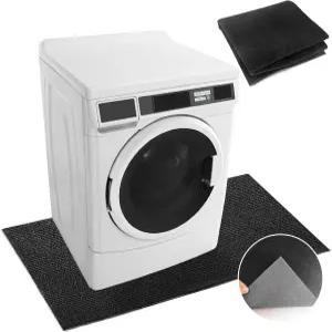 세탁기 아래 매트 63 x 36 인치 방수 바닥 고무 백킹 냉장고 보호 충격 흡수 소음 감소 미끄럼 방지(블랙