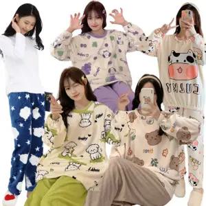 포근 극세사잠옷 수면세트 프리사이즈 따뜻 겨울 (24종) 여성