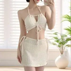 은창)엠보 TM38KP02 스트링 스커트 커버 3피스 수영복 비키니