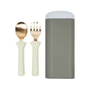 블루마마 방짜유기 유아 스푼포크 세트 2단계 그린빈 BNA