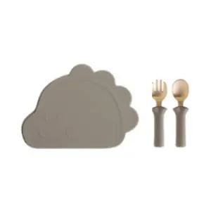 블루마마 실리콘 흡착식판 방짜유기 수저 세트 유아식 BNA