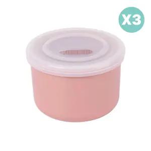 블루마마 도자기 유아 이유식 용기 냉동 핑크 250mlX3 BNA